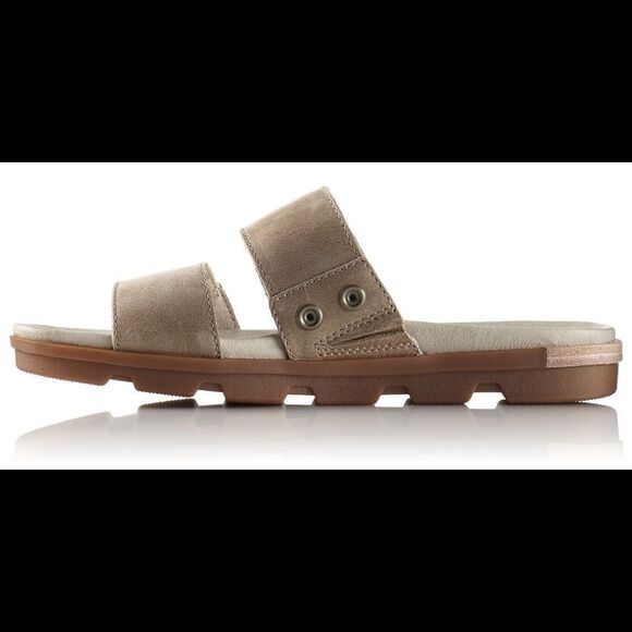 Sorel Torpeda Slide II Leather Sandals in Sahara Fossil - Picture 2 of 10